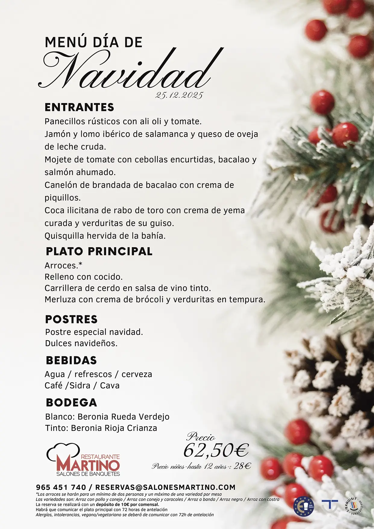 menú de navidad